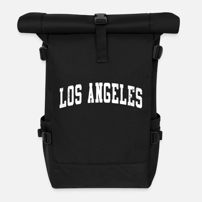 Los Angeles - Retro - Rolltop Rucksack - Schwarz