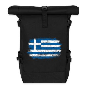 Drapeau grec brossé - Sac à dos roll top - noir - Devant