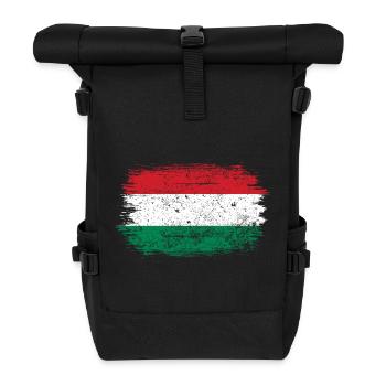 Hungarian Brush Flag Art - Roll Top Backpack - black - Front