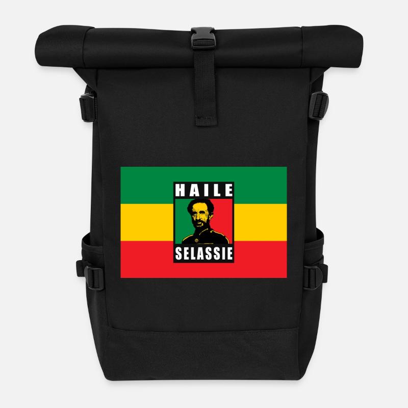 REGGAE RASTA FLAGGE - SELASSIE I - JAH RASTAFARI - Rolltop Rucksack - Schwarz