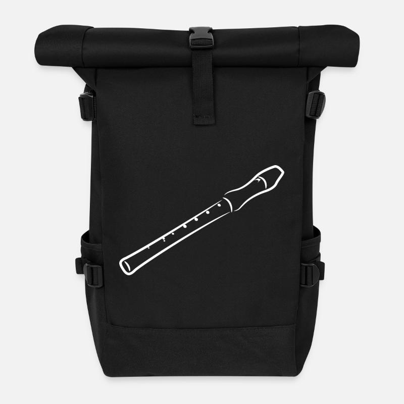 Flöte Skizze - Rolltop Rucksack - Schwarz