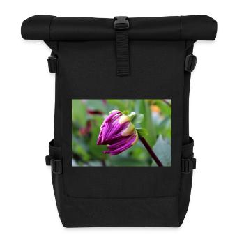 Dahlie rot violett Blüte ,Blume - Rolltop Rucksack - Schwarz - Vorne