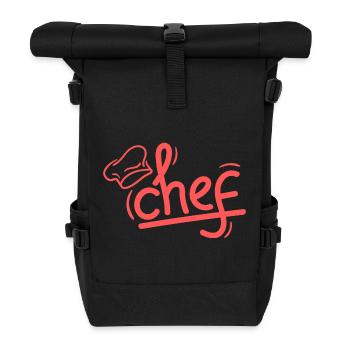 Red Chef Sketch Elegant - Rolltop Rucksack - Schwarz - Vorne