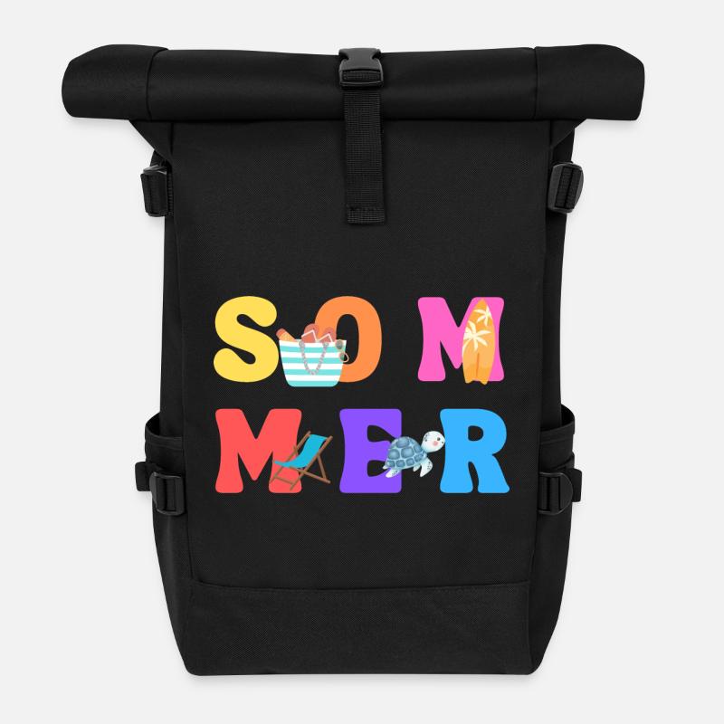 Été - Été - Amour d’été - Soleil - Sac à dos roll top - noir