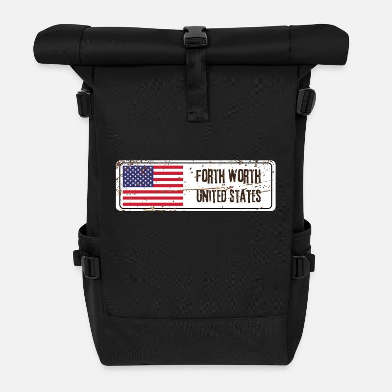 Forth Worth Flagge der Vereinigten Staaten - Rolltop Rucksack - Schwarz
