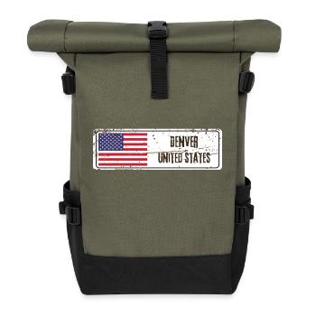 Denver Vereinigte Staaten Flagge - Rolltop Rucksack - Olive/Schwarz - Vorne