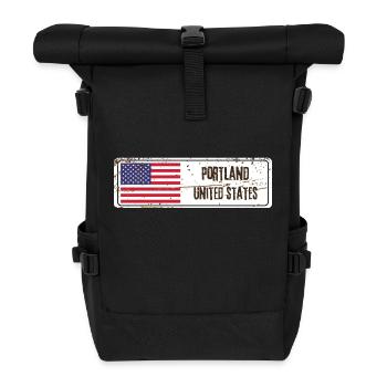 Portland Flagge der Vereinigten Staaten - Rolltop Rucksack - Schwarz - Vorne