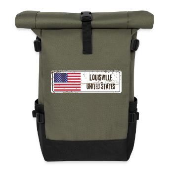 Louisville Flagge der Vereinigten Staaten - Rolltop Rucksack - Olive/Schwarz - Vorne