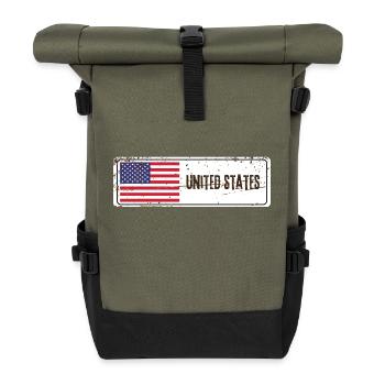Drapeau des États-Unis - Sac à dos roll top - olive/noir - Devant