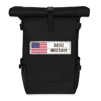 Seattle United States - Roll Top Backpack - black - Front