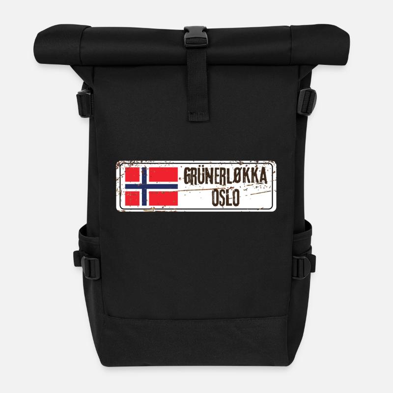 Grunerlokka Oslo - Roll Top Backpack - black