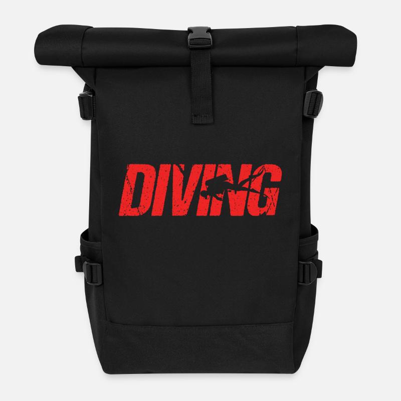 Plongée - Cadeau Plongeur - Sac à dos roll top - noir