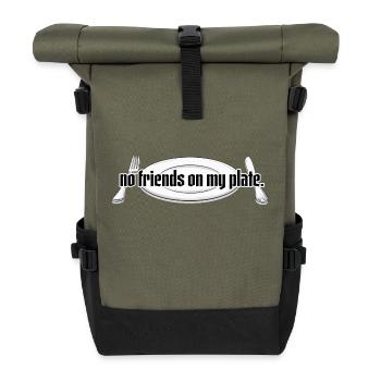 No friends on my plate // Illustration - Roll Top Backpack - olive/black - Front