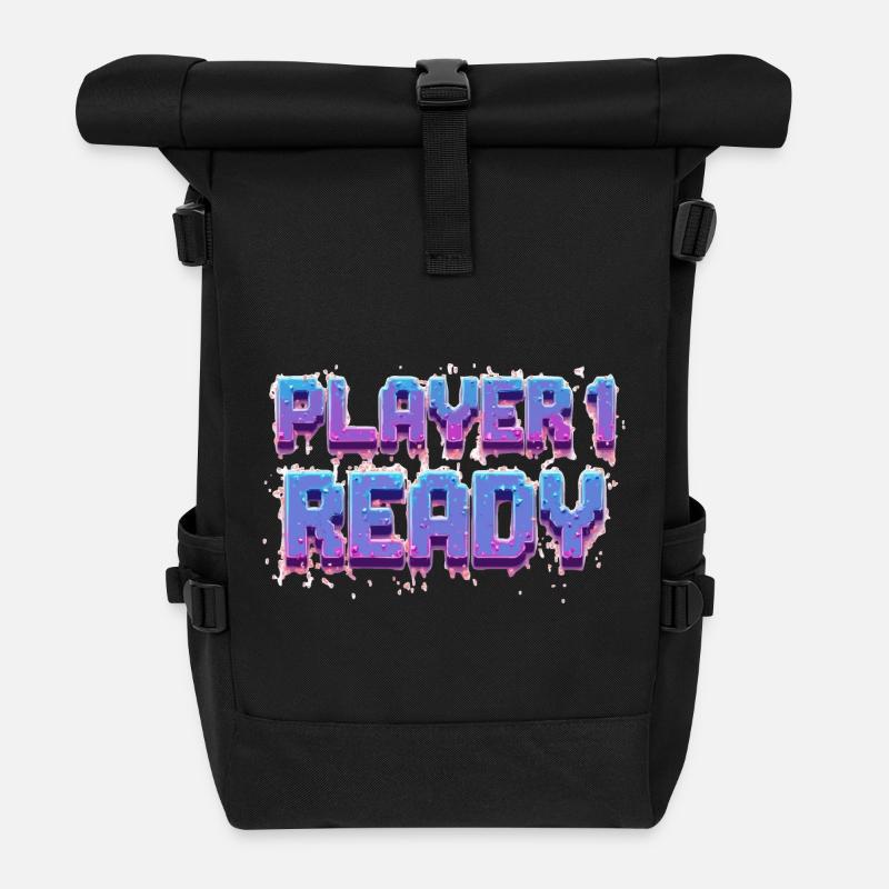 Player 1 Ready - Rolltop Rucksack - Schwarz