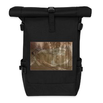 Hund verschmolzen in winterlichem Pfad - Rolltop Rucksack - Schwarz - Vorne