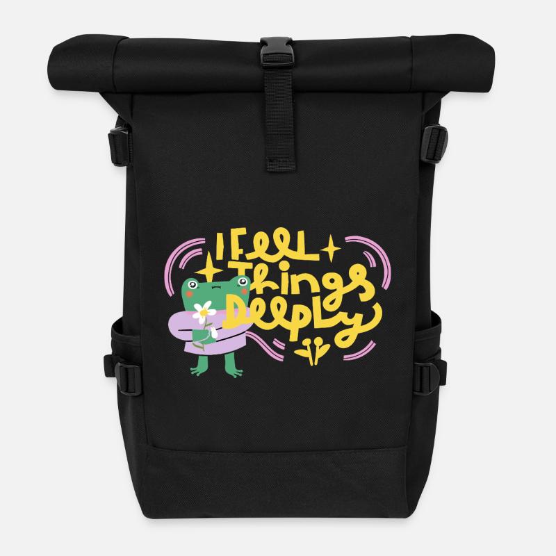 I Feel Things Deeply – Emotionaler Frosch - Rolltop Rucksack - Schwarz