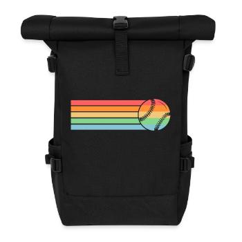 Baseballspieler Baseball - Rolltop Rucksack - Schwarz - Vorne