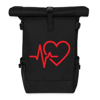 Heartbeat Heart Line EKG-Design - Rolltop Rucksack - Schwarz - Vorne