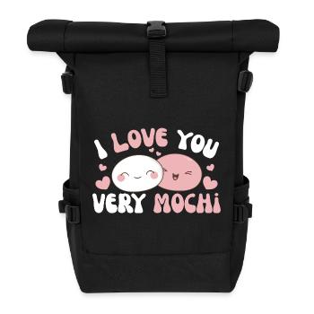 I love you very mochi kawaii rice cake mochi - Roll Top Backpack - black - Front