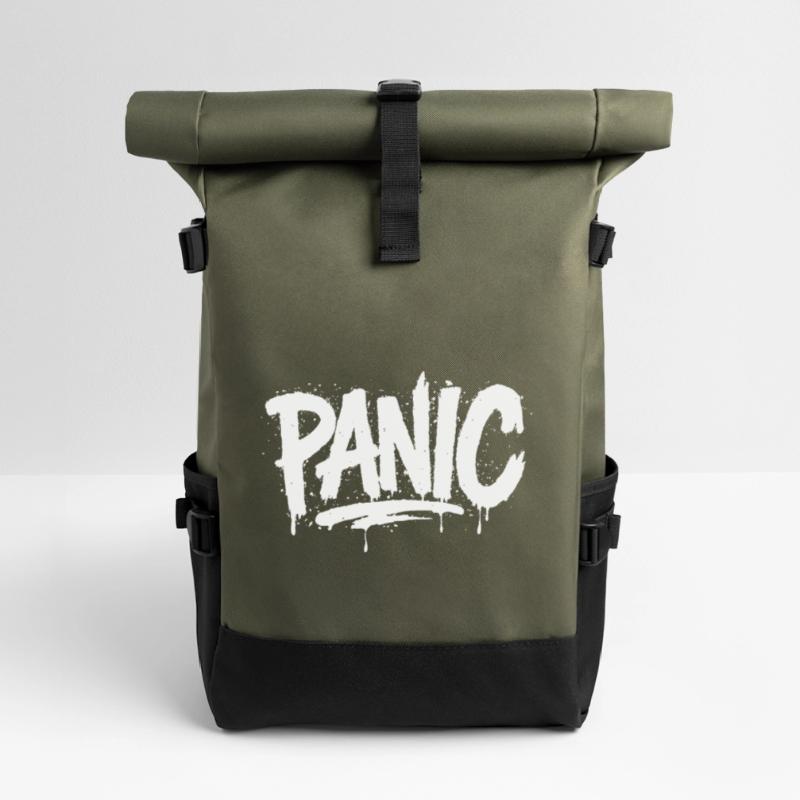 PANIC Expressive Grau-Ästhetik mit Risiko-Bothrin Rolltop Rucksack