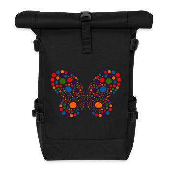 Spotty Shirt 2025 Butterfly Wings Kids Boys Girls  - Roll Top Backpack - black - Front