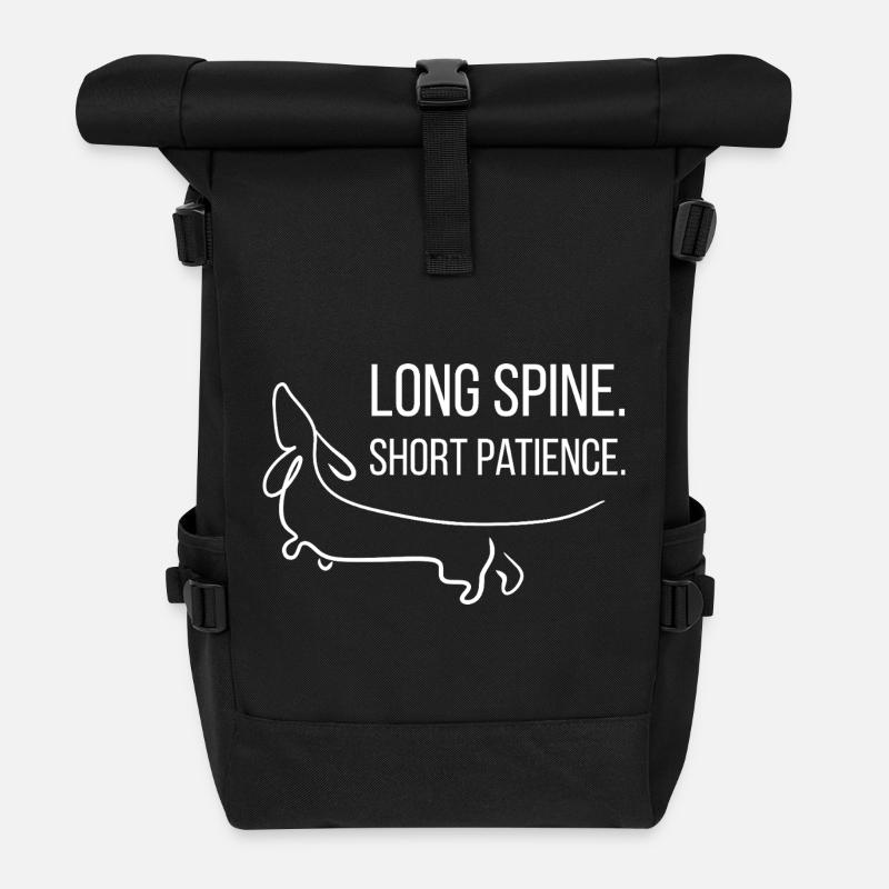 Kurzbeinig. Dickköpfig. Dackel. - Rolltop Rucksack - Schwarz