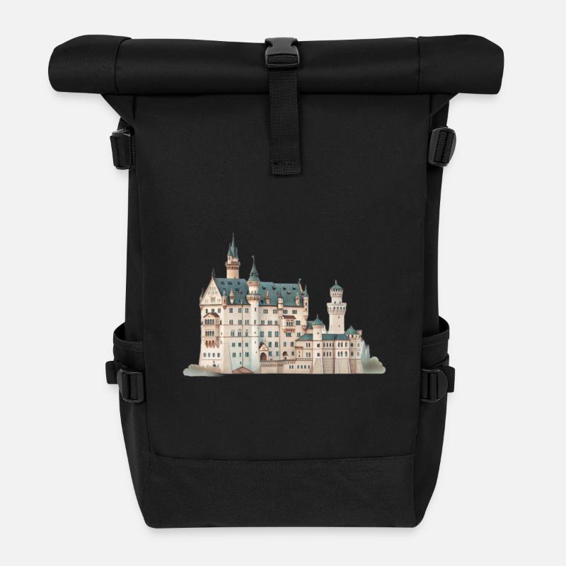 Märchenburg Neuschwanstein Bayern Deutschland - Rolltop Rucksack - Schwarz