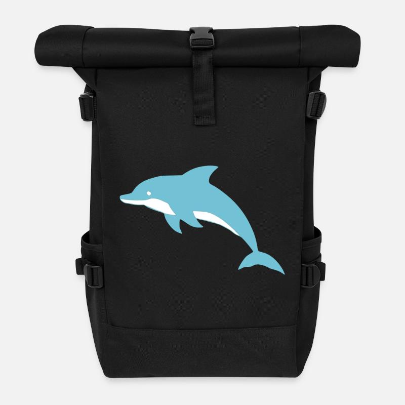 Delfin Delphine T-shirt Geschenk - Rolltop Rucksack - Schwarz