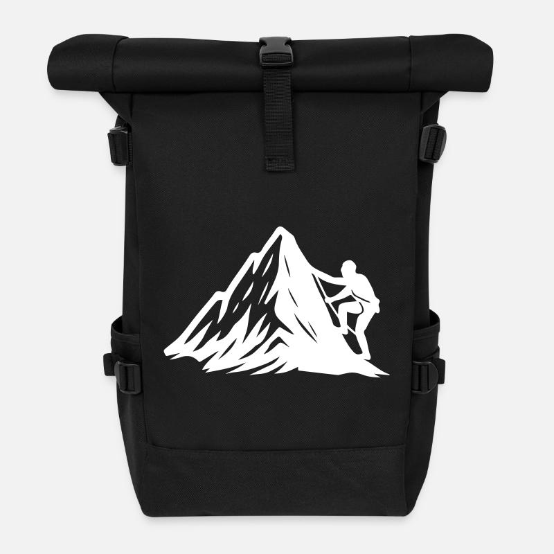Bergsteiger Symbol Berge - Rolltop Rucksack - Schwarz