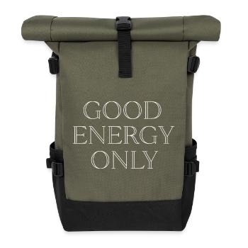 Nur Gute Energie Typografie-Motiv - Rolltop Rucksack - Olive/Schwarz - Vorne