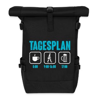 Briefträger TAGESPLAN Paketzusteller Lustig - Rolltop Rucksack - Schwarz - Vorne