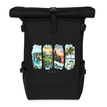 Design de Bali – Motif de vacances sur une île tropicale - Sac à dos roll top - noir - Devant