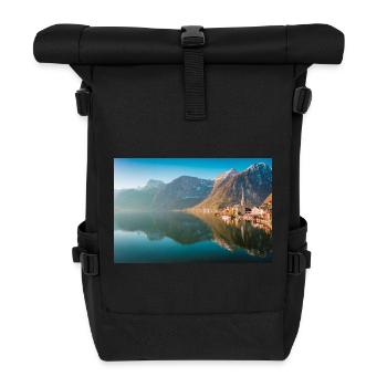 Hallstätter See im Sonnenaufgang - Rolltop Rucksack - Schwarz - Vorne