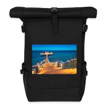 Seebrücke in Sellin auf Insel Rügen - Rolltop Rucksack - Schwarz - Vorne
