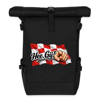 Hey Thou, Brabant flag with text and hand - Roll Top Backpack - black - Front