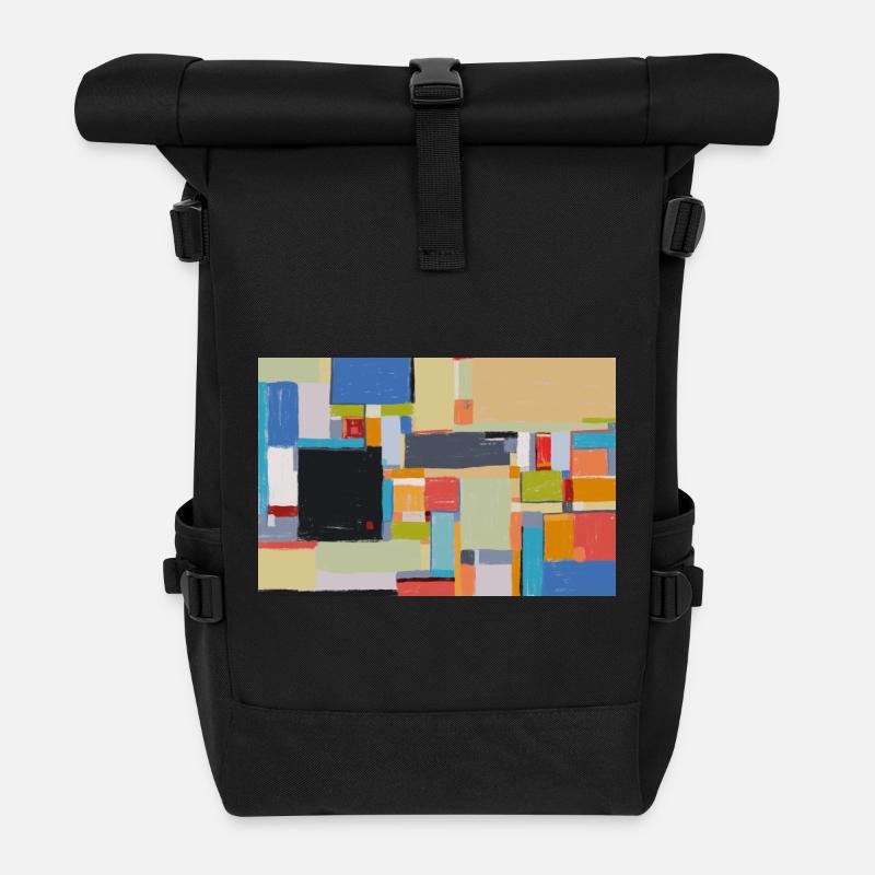 Boulevard auf dem Gehweg - Rolltop Rucksack - Schwarz