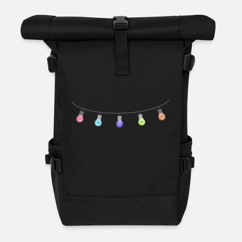 Lichterkette - Rolltop Rucksack - Schwarz