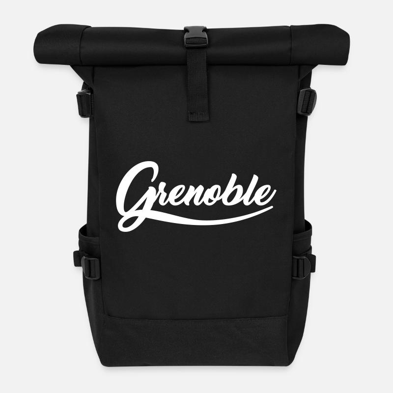 grenoble, old school - Sac à dos roll top - noir