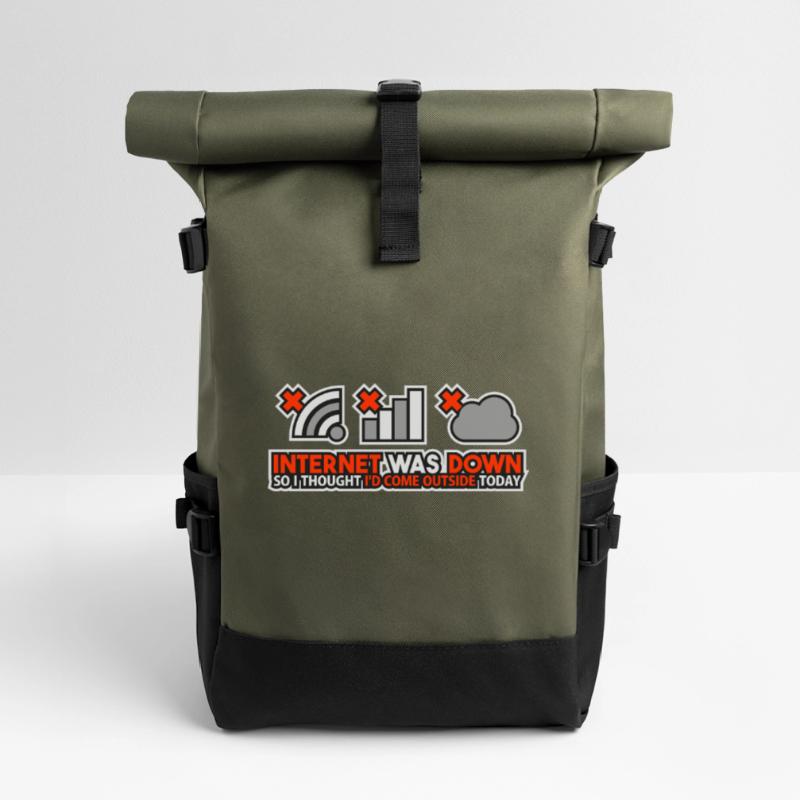 Internet Was Down - Offline Programmer Computer Roll Top Backpack