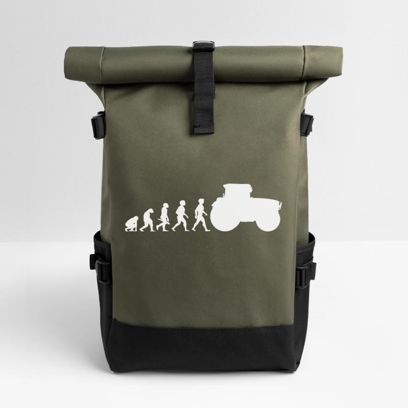 Evolution Traktor Trecker Ackerschlepper Rolltop Rucksack