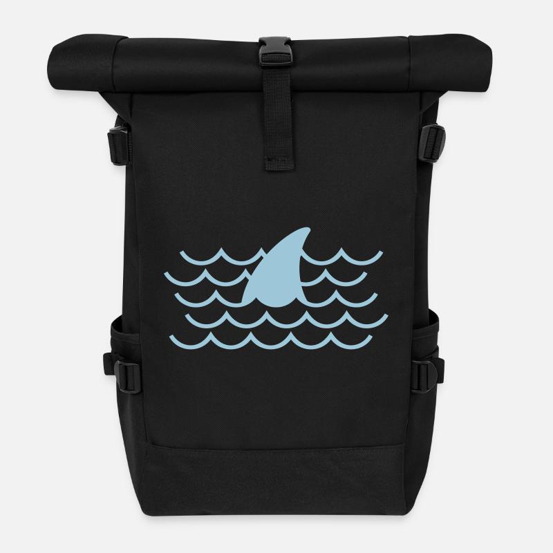 Haifischflosse - Rolltop Rucksack - Schwarz