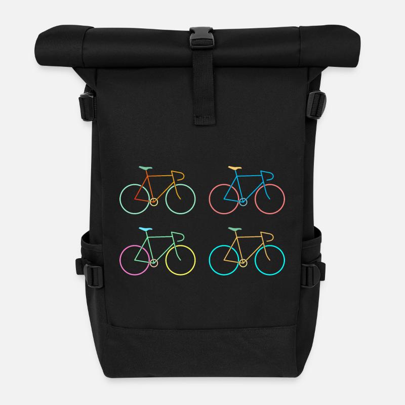 Rennrad bunt - Rolltop Rucksack - Schwarz