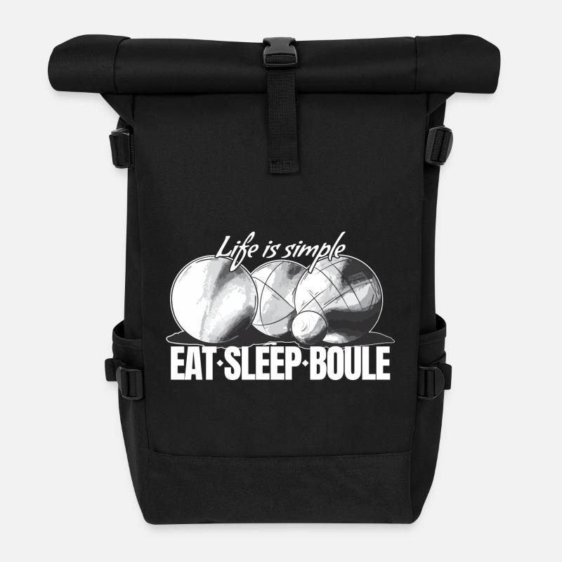 Boules balls for boules and petanque players - Roll Top Backpack - black
