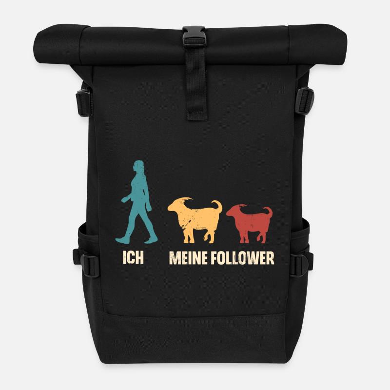 Ziege Hirte Ziegen - Rolltop Rucksack - Schwarz