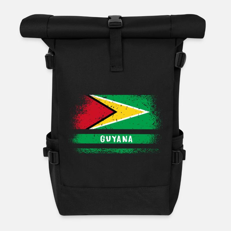 Guyana Vintage Flagge - Rolltop Rucksack - Schwarz