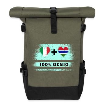 Italien und Gambia 100% geniale Flagge - Rolltop Rucksack - Olive/Schwarz - Vorne