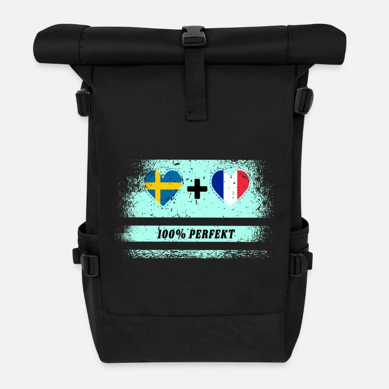 Frankreich und Schweden 100% perfekt / Geschenk - Rolltop Rucksack - Schwarz