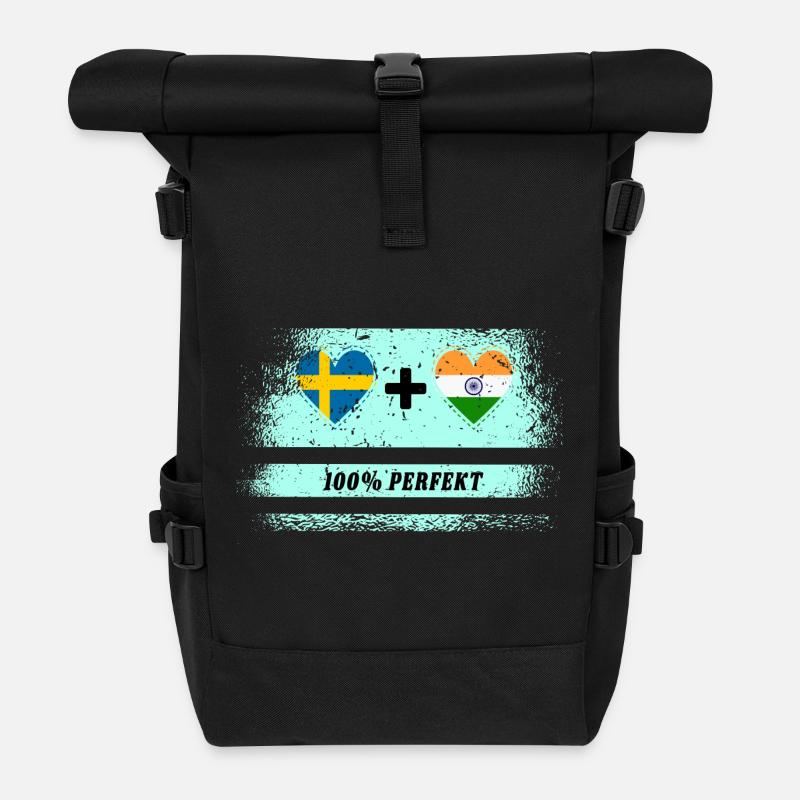 Indien und Schweden 100% perfekt / Geschenk - Rolltop Rucksack - Schwarz