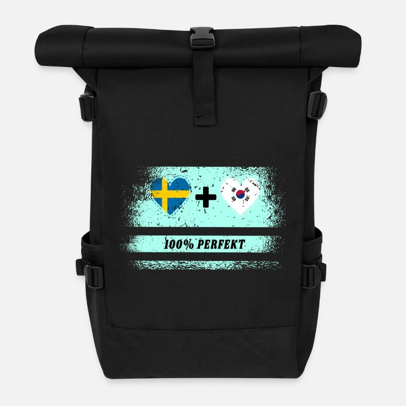 Corée du Sud et Suède 100% Parfait / Cadeau - Sac à dos roll top - noir