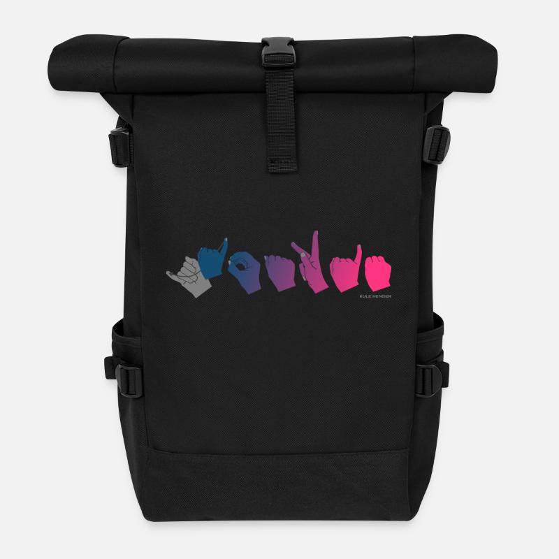 Scrooge (Farbverlauf von Blau zu Rosa) - Rolltop Rucksack - Schwarz